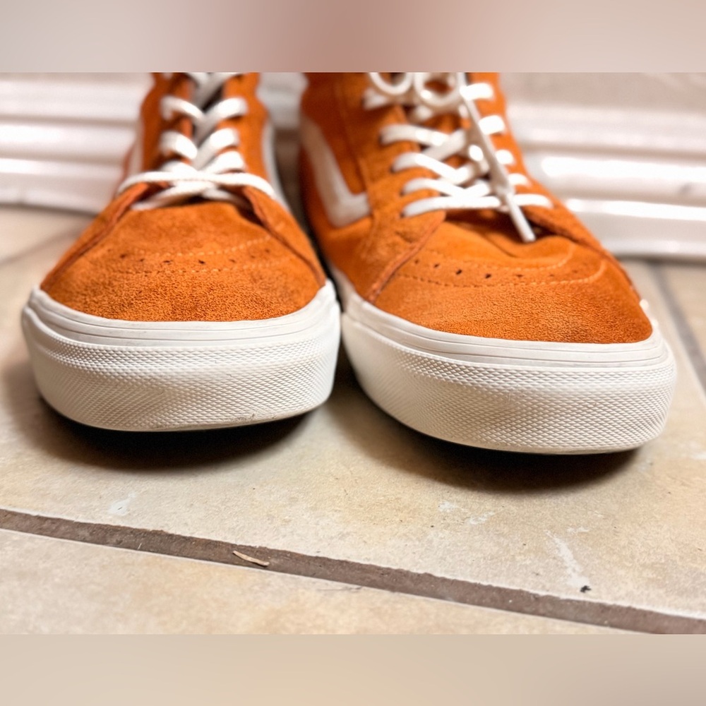 Vans Sk8-Hi 'Desert Sun' Orange White Suede Canvas Men's 10 skate - Picture 9 of 11